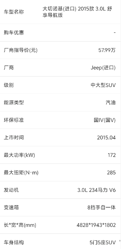 大切诺基JEEP中大型SUV