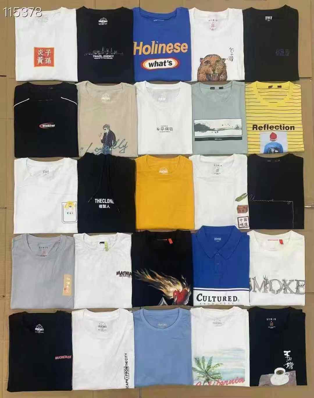 森马短袖230件/包、纯男款、颜色鲜艳、简单时尚款、宽松偏大一码、每包有10件左右女