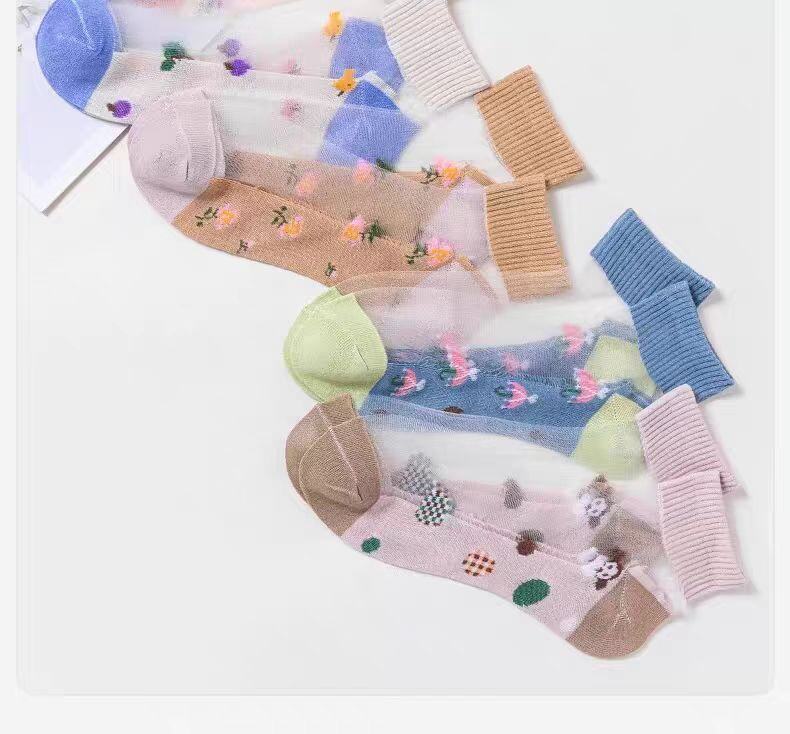 夏季冰丝袜子女短筒水晶袜